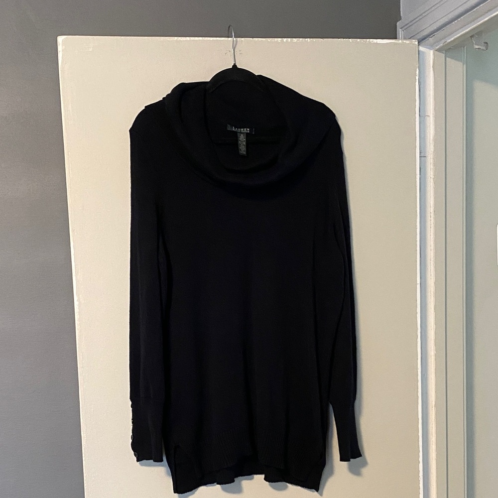 Ralph Lauren Black Cowl Neck Sweater Knit Long-Sleeve